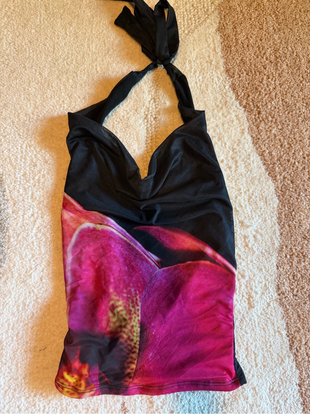 Windsor Black Halter Camisole with Pink Floral Print